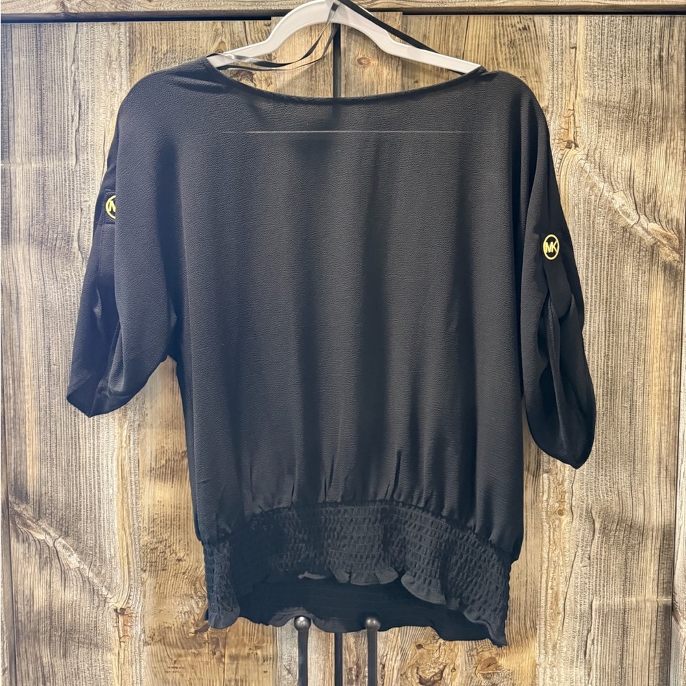 Michael Kors Black Women's Blouse with Gold Accents